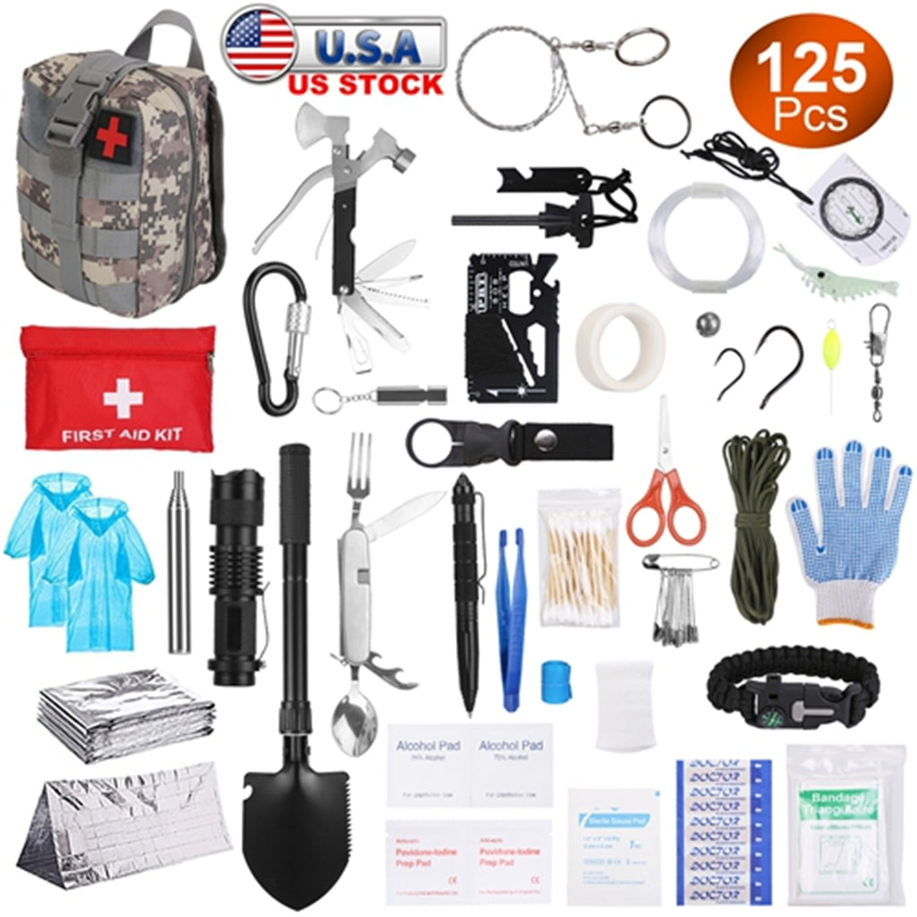 125 In 1 Survival Kit, Professional Survival Equipment, Equipment, Tools, First Aid Supplies, For SOS Emergency Tactical Hiking, Hunting, Disaster, Camping Expedition - Not Shipped On Weekends